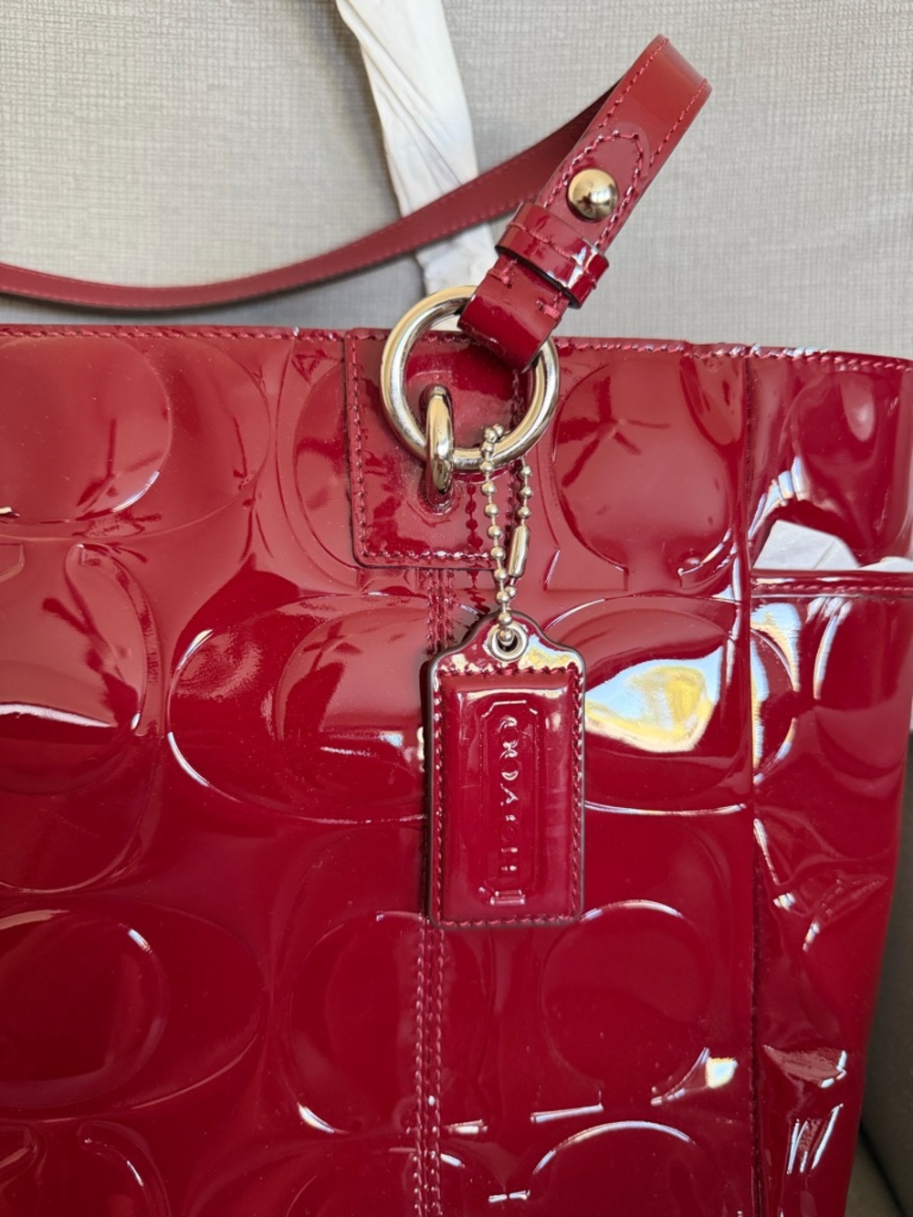 NWT Coach Patent Leather RARE Burgundy Wine Colored City Tote Bag - Picture 4 of 15